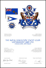 Letters patent granting heraldic emblems to The Royal Hamilton Yacht Club (Established 1888) Ltd.