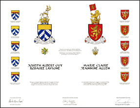 Letters patent granting heraldic emblems to Joseph Albert Guy Rosaire Lavigne