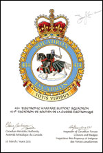 Letters patent approving the blazon of the Badge of the 414 Electronic Warfare Support Squadron