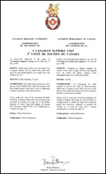 Letters patent confirming the Badge of 3 Canadian Support Unit