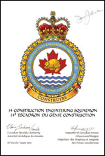 Letters patent confirming the Badge of 14 Construction Engineering Squadron