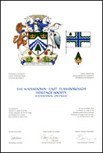 Letters patent granting heraldic emblems to The Waterdown-East Flamborough Heritage Society