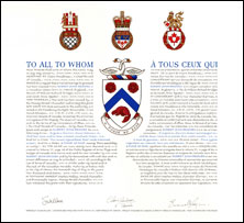 Letters patent granting heraldic emblems to Robert John Bridges