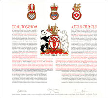 Letters patent granting heraldic emblems to the Wong Kung Har Wun Sun Association