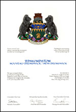 Letters patent granting heraldic emblems to Edmundston