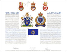 Letters patent granting heraldic emblems to the British Columbia Sheriff Service