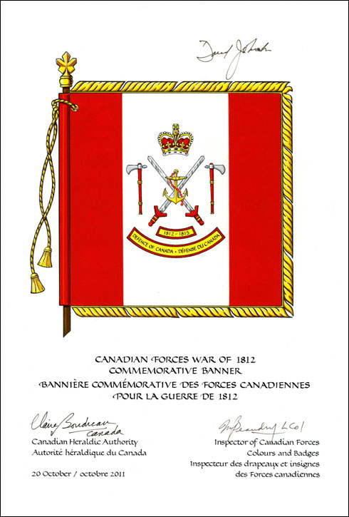 Letters patent approving the Canadian Forces War of 1812 Commemorative Banner