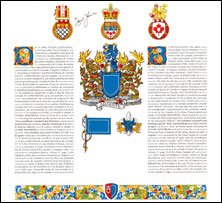 Letters patents granting heraldic emblems to Claire Boudreau