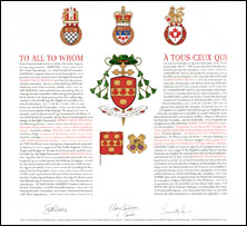 Letters patent granting heraldic emblems to Robert David Redmile