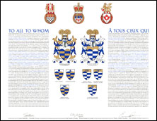 Letters patent granting heraldic emblems to Michel Maria Joseph Shore