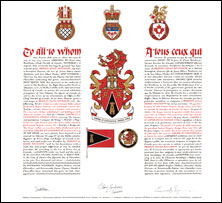 Letters patent granting heraldic emblems to Bradley James Aitchison