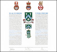 Letters patent granting heraldic emblems to St. Joseph’s Parish