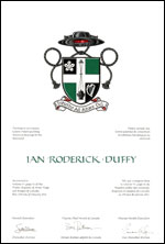 Letters patent granting heraldic emblems to Ian Roderick Duffy