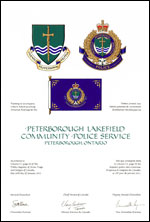 Letters patent granting heraldic emblems to the Peterborough Lakefield Community Police Service