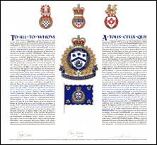 Letters patent granting heraldic emblems to the West Vancouver Police Department