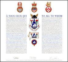 Letters patent granting heraldic emblems to the Faculty of Business Administration - Université Laval