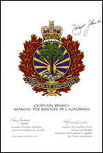 Letters patent approving the Badge of the Chaplain Branch