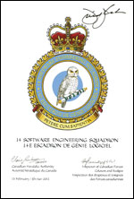 Letters patent approving the Badge of the 14 Software Engineering Squadron