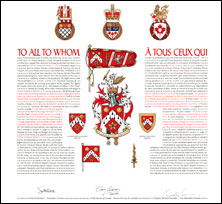 Letters patent granting heraldic emblems to Peter Donald Beatty