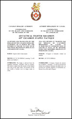 Letters patent confirming the blazon of the Badge of the 425 Tactical Fighter Squadron