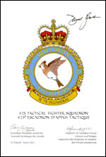 Letters patent confriming the blazon of the Badge of the 425 Tactical Fighter Squadron