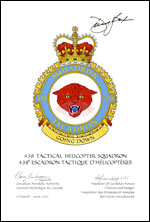 Letters patent confirming the blazon of the Badge of the 438 Tactical Helicopter Squadron