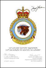 Letters patent confirming the blazon of the Badge of the 439 Combat Support Squadron