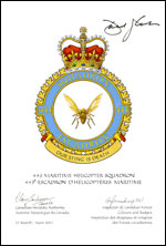 Letters patent confirming the blazon of the Badge of the 443 Maritime Helicopter Squadron