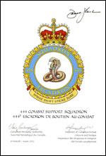 Letters patent confirming the blazon of the Badge of the 444 Combat Support Squadron