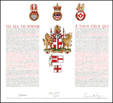 Lettres patentes concédant des emblèmes héraldiques à The International Knightly Order of St. George – Canadian Corporation