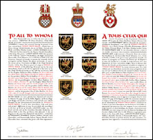 Letters patent granting heraldic emblems to Wesley David Black