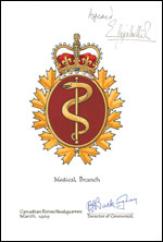 Lettres patentes confirmant le blasonnement du drapeau et de l'insigne du Service de santé des Forces canadiennes