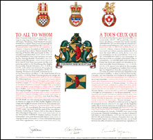 Letters patent granting heraldic emblems to the Financial Management Institute of Canada