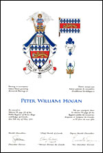 Lettres patentes concédant des emblèmes héraldiques à Peter William Hogan