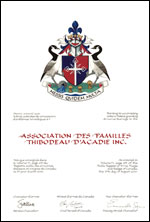 Lettres patentes concédant des emblèmes héraldiques à l'Association des familles Thibodeau d'Acadie Inc.