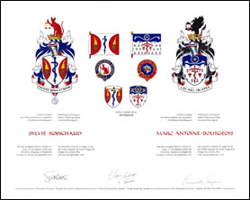 Letters patent granting heraldic emblems to Marc Antoine Bourgeois