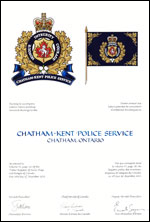 Lettres patentes concédant des emblèmes héraldiques au Chatham-Kent Police Service