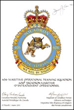 Letters patents confirming the Badge of the 406 Maritime Operational Training Squadron