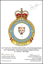 Letters patent confirming the Badge of the 410 Tactical Fighter Operational Training Squadron