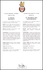 Letters patents approving the Badge of the 41 Signal Regiment