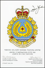 Lettres patentes approuvant l’insigne du Centre d'instruction d'été des cadets de l'air Trenton