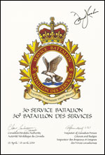 Letters patent approving the Badge of the 36 Service Battalion