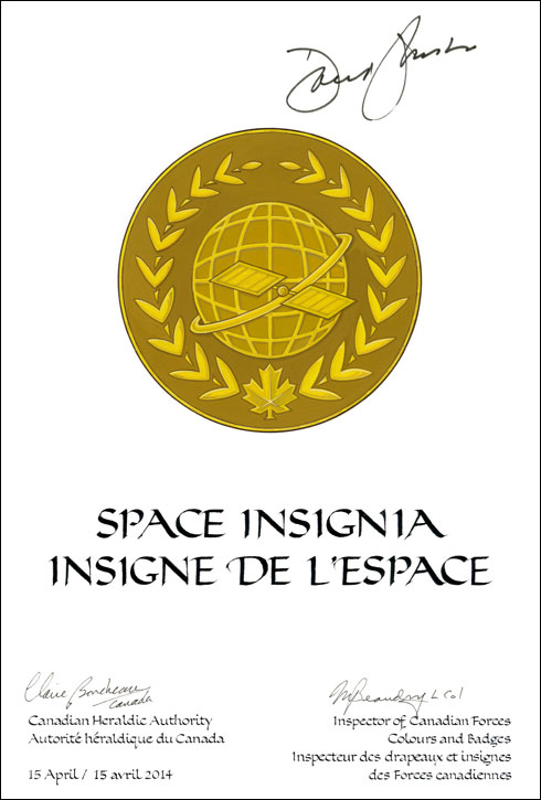 Letters patent approving the Space Insignia