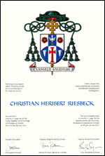 Letters patent granting heraldic emblems to Christian Heribert Riesbeck