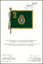 Lettres patentes approuvant le drapeau du Corps dentaire royal canadien