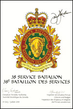 Letters patent approving the Badge of the 38 Service Battalion