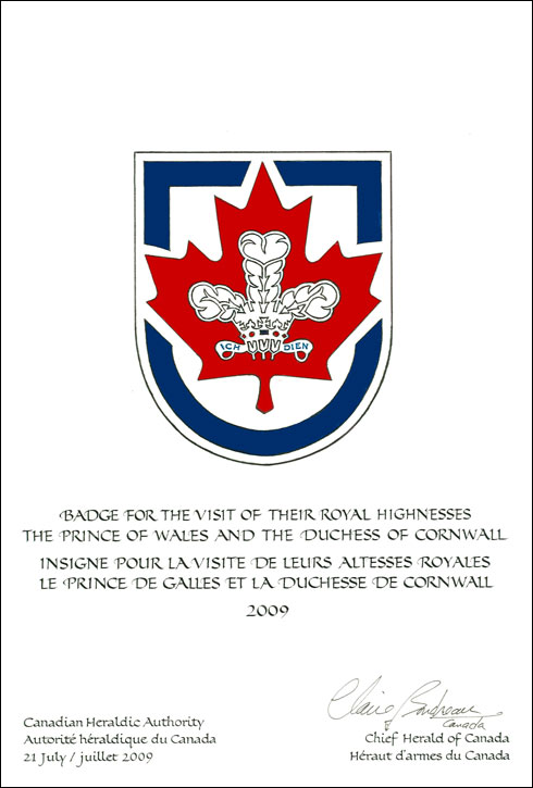 Lettres patentes enregistrant les emblèmes héraldiques du prince Charles, prince de Galles