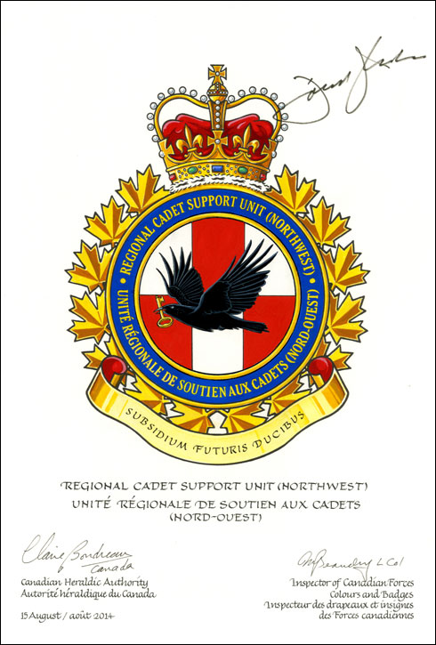 Letters patent approving the Badge of Regional Cadet Support Unit (Northwest)