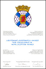 Lettres patentes concédant un insigne pour l'usage du Lieutenant Governor’s Award for Excellence in Nova Scotian Wines