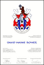 Letters patent granting heraldic emblems to David Wayne Bower